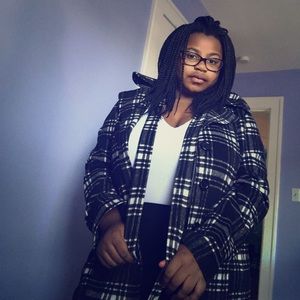 JouJou Black and white checkered winter jacket